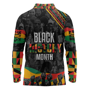 Personalized Black History Month Long Sleeve Polo Shirt with African American Heroes