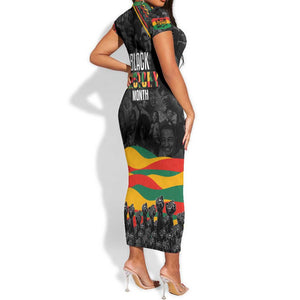 Personalized Black History Month Short Sleeve Bodycon Dress with African American Heroes DT02