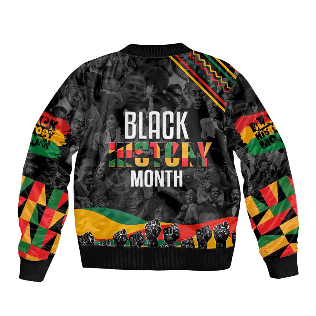 Personalized Black History Month Sleeve Zip Bomber Jacket with African American Heroes