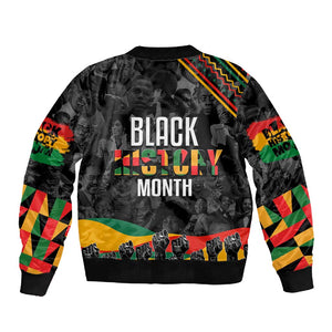 Personalized Black History Month Sleeve Zip Bomber Jacket with African American Heroes