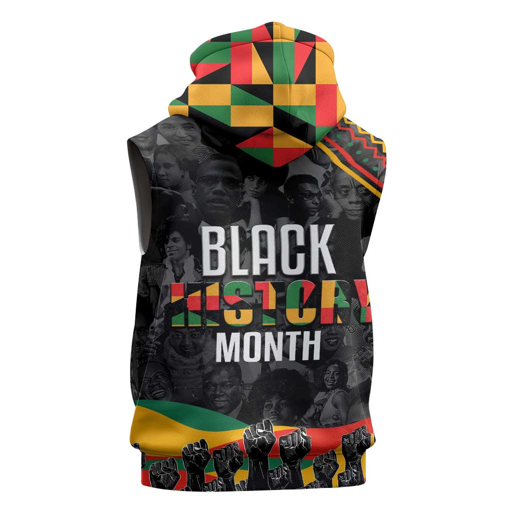 Personalized Black History Month Sleeveless Hoodie with African American Heroes - African Pride