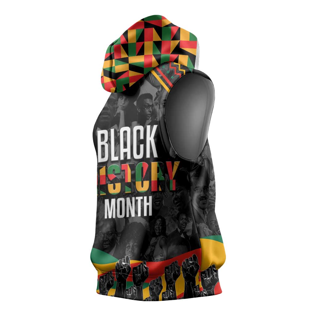 Personalized Black History Month Sleeveless Hoodie with African American Heroes - African Pride