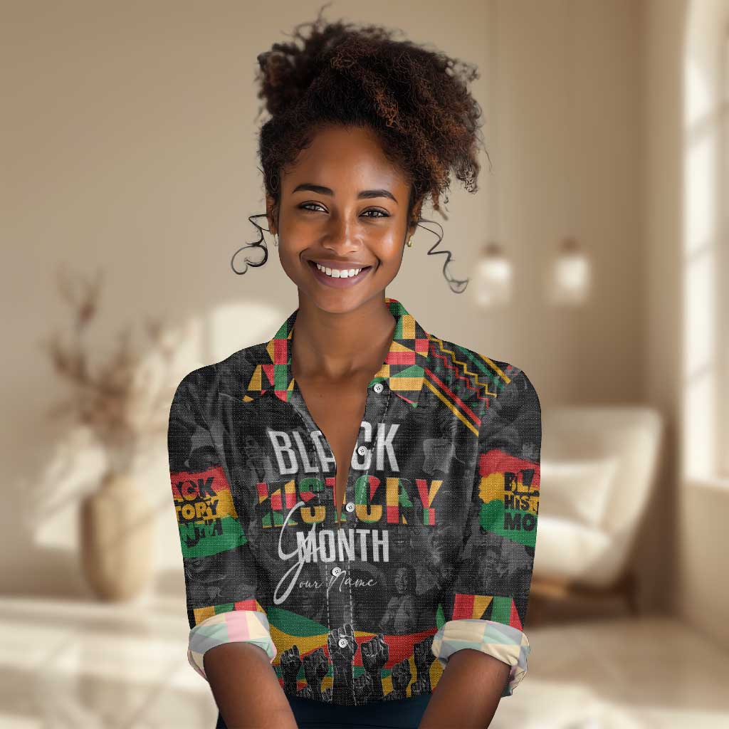 Personalized Black History Month Women Casual Shirt with African American Heroes DT02