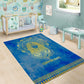 Personalized Egyptian Pharaoh Area Rug with Mandala and Eye of Horus in Blue