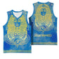 Personalized Egyptian Pharaoh Basketball Jersey with Mandala and Eye of Horus in Blue - African Pride