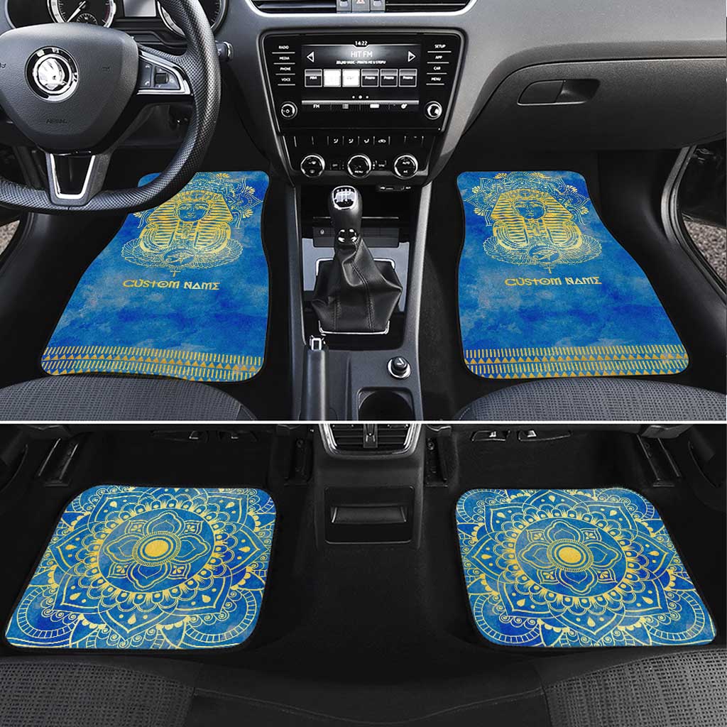 Personalized Egyptian Pharaoh Car Mats with Mandala and Eye of Horus in Blue