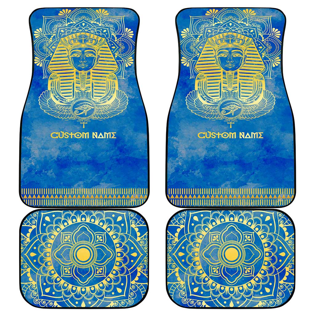 Personalized Egyptian Pharaoh Car Mats with Mandala and Eye of Horus in Blue