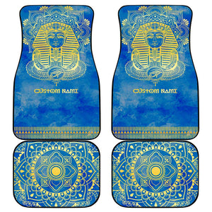 Personalized Egyptian Pharaoh Car Mats with Mandala and Eye of Horus in Blue