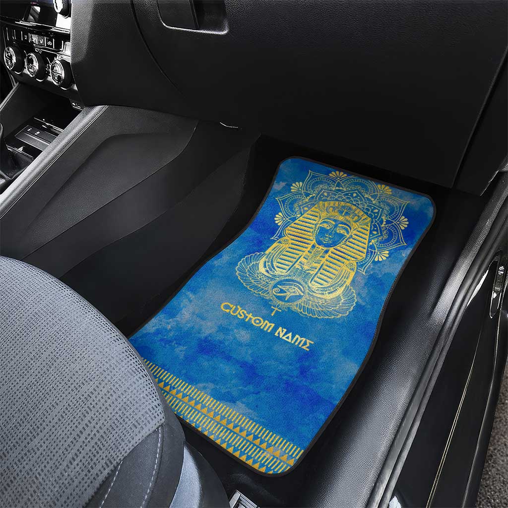 Personalized Egyptian Pharaoh Car Mats with Mandala and Eye of Horus in Blue