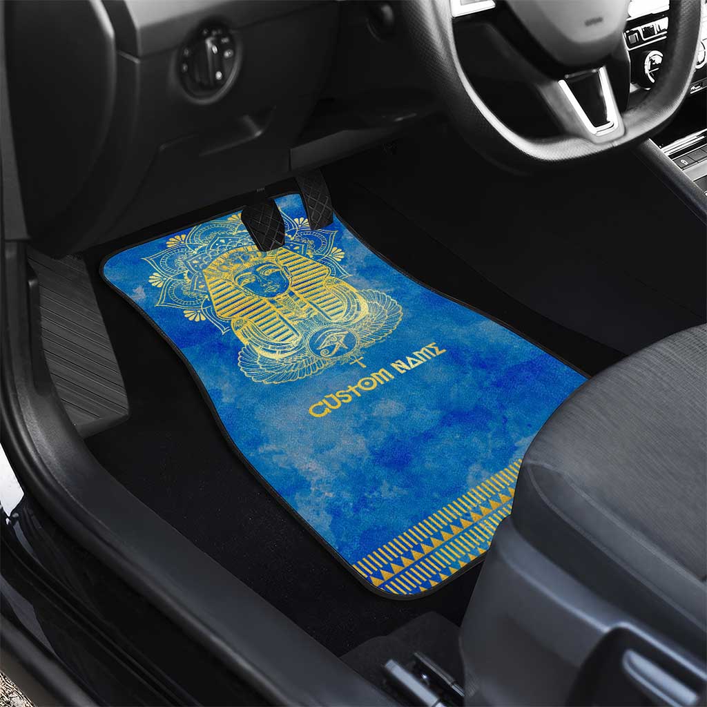 Personalized Egyptian Pharaoh Car Mats with Mandala and Eye of Horus in Blue
