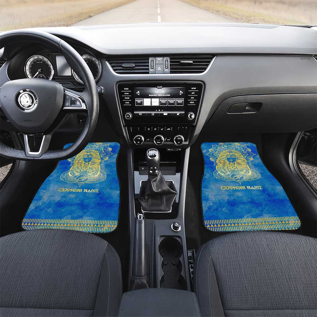 Personalized Egyptian Pharaoh Car Mats with Mandala and Eye of Horus in Blue