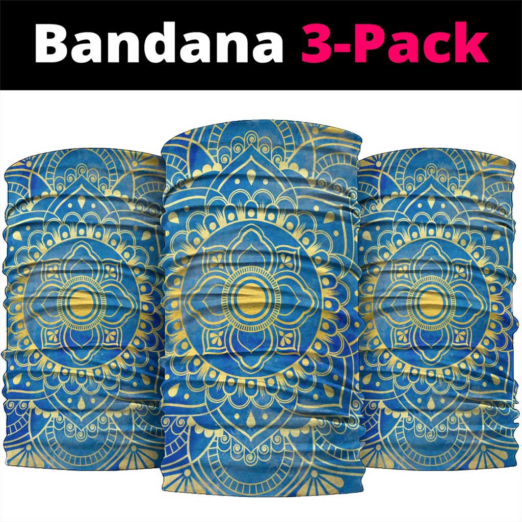 Egyptian Pharaoh Neck Gaiter with Mandala and Eye of Horus in Blue - African Pride