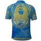 Personalized Egyptian Pharaoh Polo Shirt with Mandala and Eye of Horus in Blue
