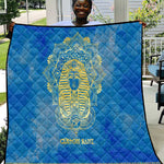 Personalized Egyptian Pharaoh Quilt with Mandala and Eye of Horus in Blue