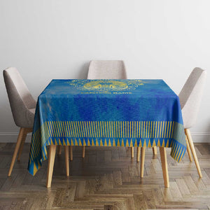 Personalized Egyptian Pharaoh Tablecloth with Mandala and Eye of Horus in Blue