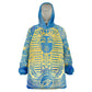 Personalized Egyptian Pharaoh Wearable Blanket Hoodie with Mandala and Eye of Horus in Blue