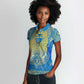 Personalized Egyptian Pharaoh Women Polo Shirt with Mandala and Eye of Horus in Blue
