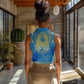 Personalized Egyptian Pharaoh Women Sleeveless Polo Shirt with Mandala and Eye of Horus in Blue