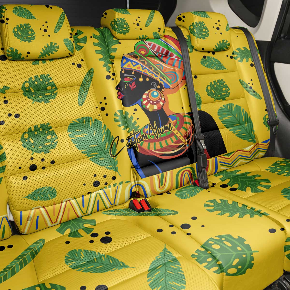 Personalized African Woman Back Car Seat Cover Tropical Style