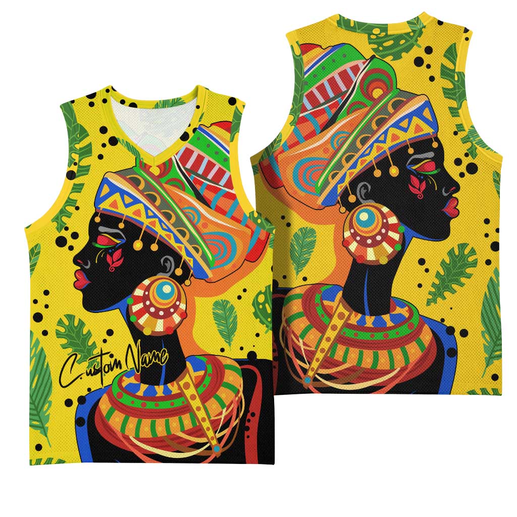 Personalized African Woman Basketball Jersey Tropical Style - African Pride