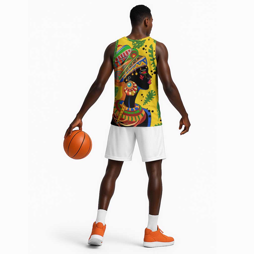Personalized African Woman Basketball Jersey Tropical Style - African Pride
