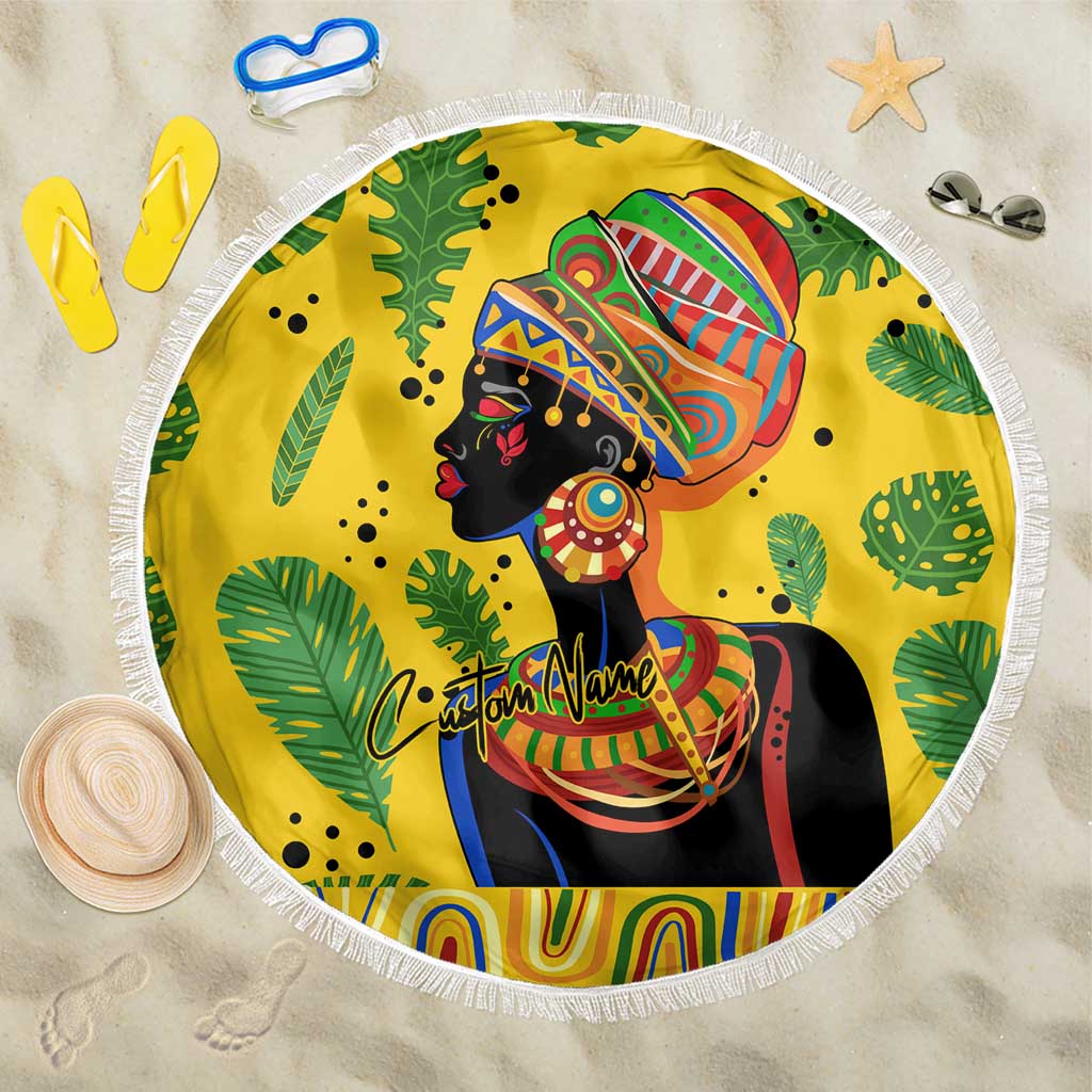 Personalized African Woman Beach Blanket Tropical Style