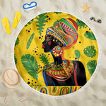 Personalized African Woman Beach Blanket Tropical Style