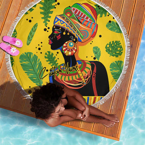 Personalized African Woman Beach Blanket Tropical Style