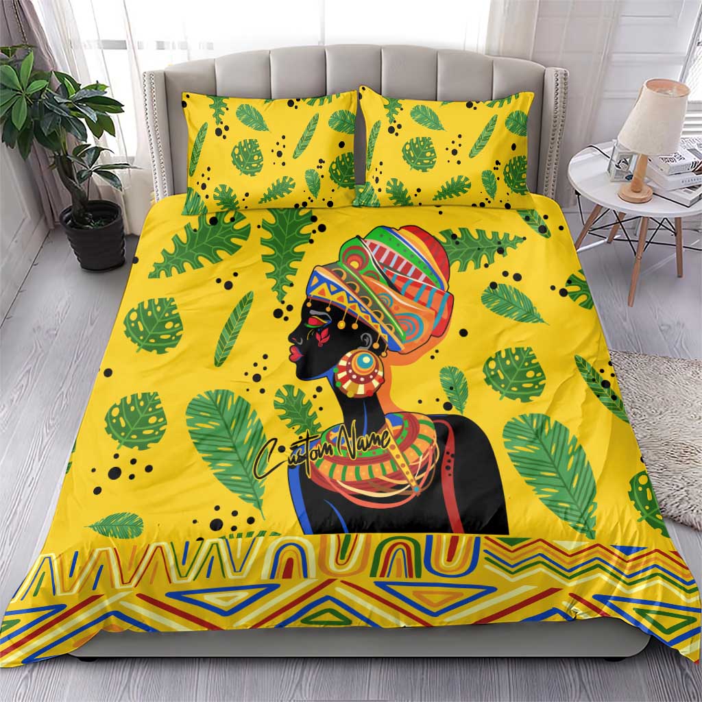 Personalized African Woman Bedding Set Tropical Style
