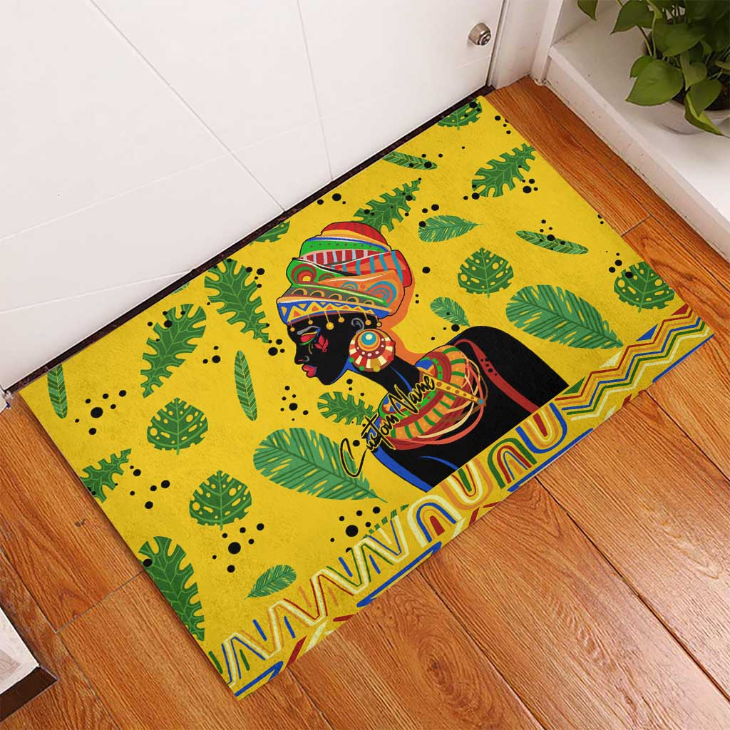 Personalized African Woman Rubber Doormat Tropical Style