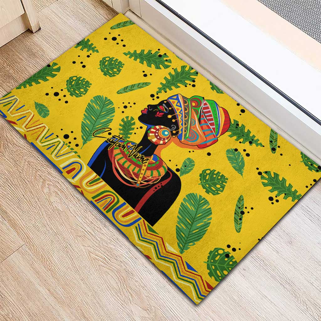 Personalized African Woman Rubber Doormat Tropical Style