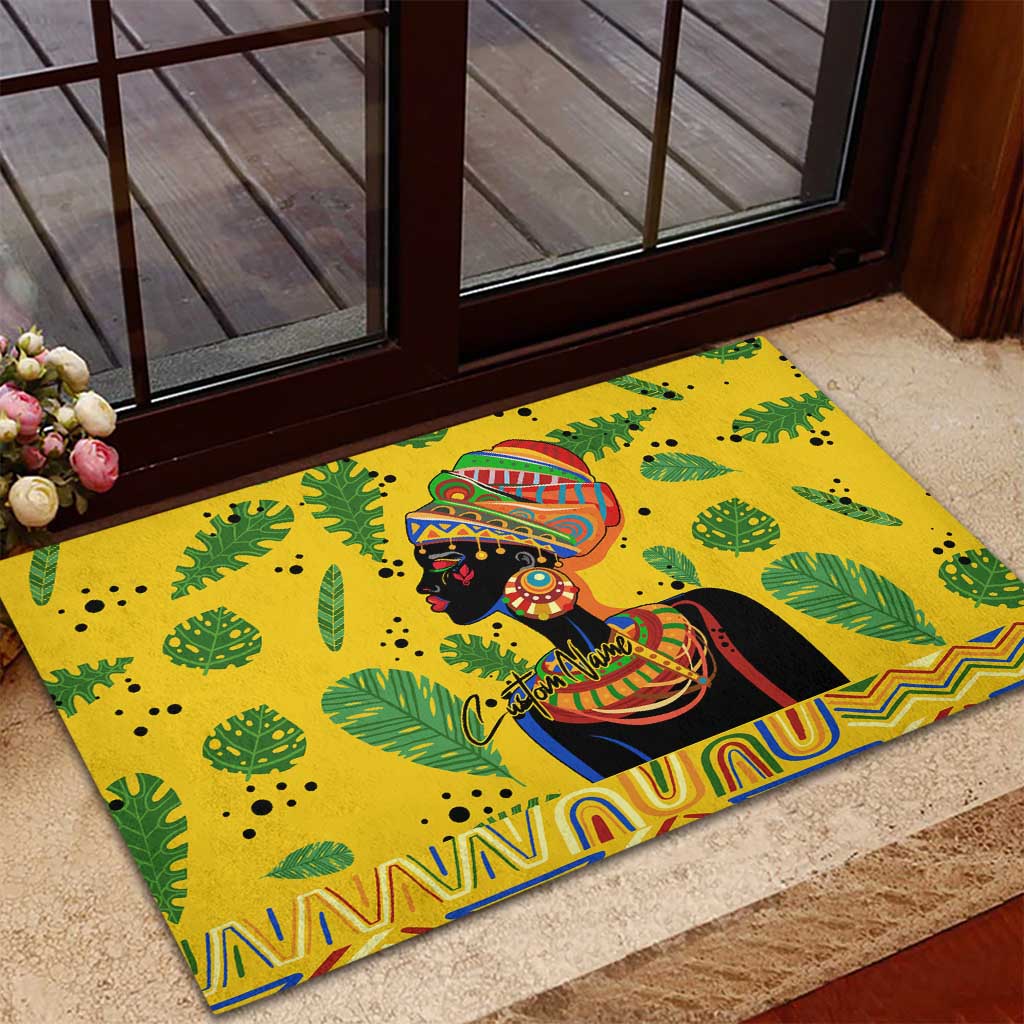 Personalized African Woman Rubber Doormat Tropical Style