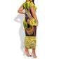 Personalized African Woman Short Sleeve Bodycon Dress Tropical Style DT02