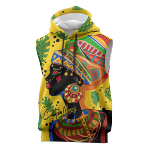 Personalized African Woman Sleeveless Hoodie Tropical Style - African Pride