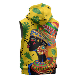 Personalized African Woman Sleeveless Hoodie Tropical Style - African Pride