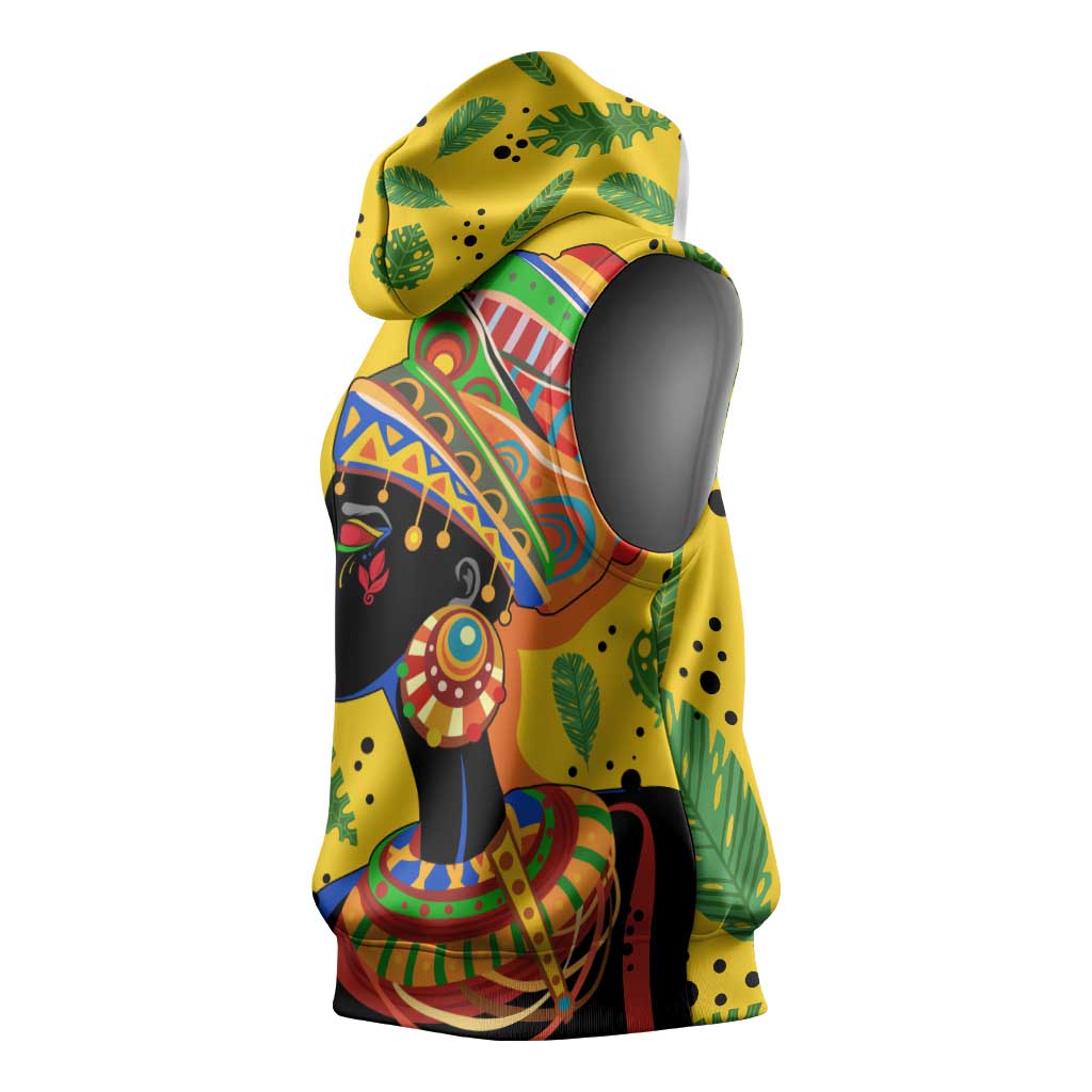 Personalized African Woman Sleeveless Hoodie Tropical Style - African Pride
