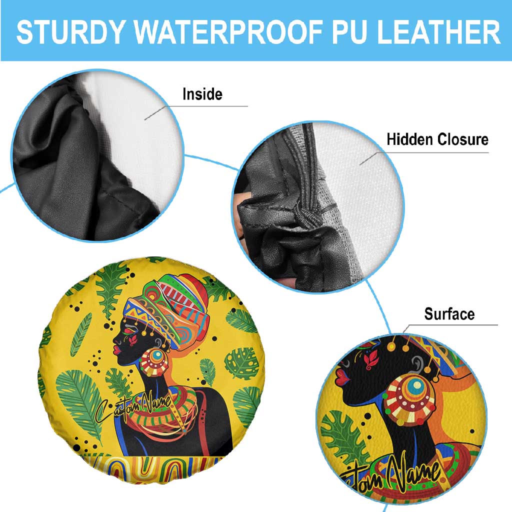 Personalized African Woman Spare Tire Cover Tropical Style