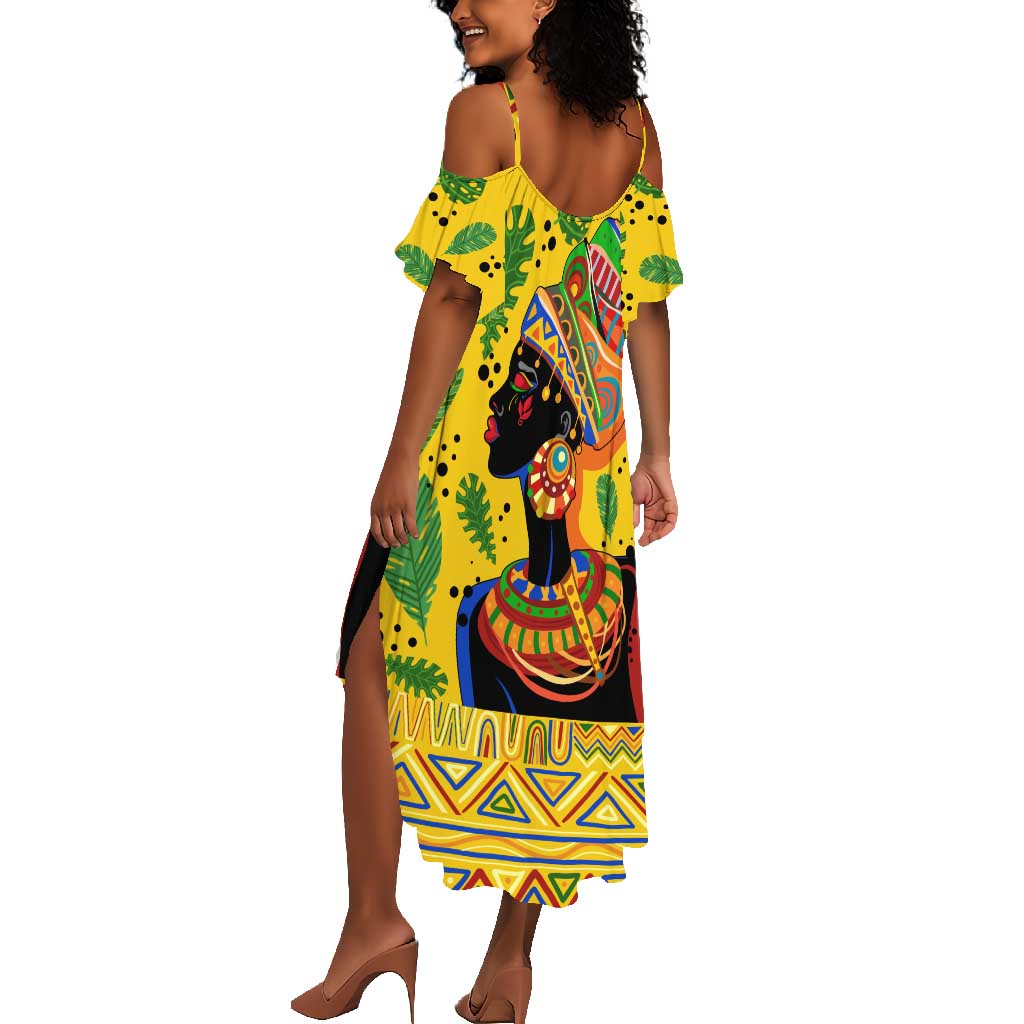 Personalized African Woman Summer Maxi Dress Tropical Style