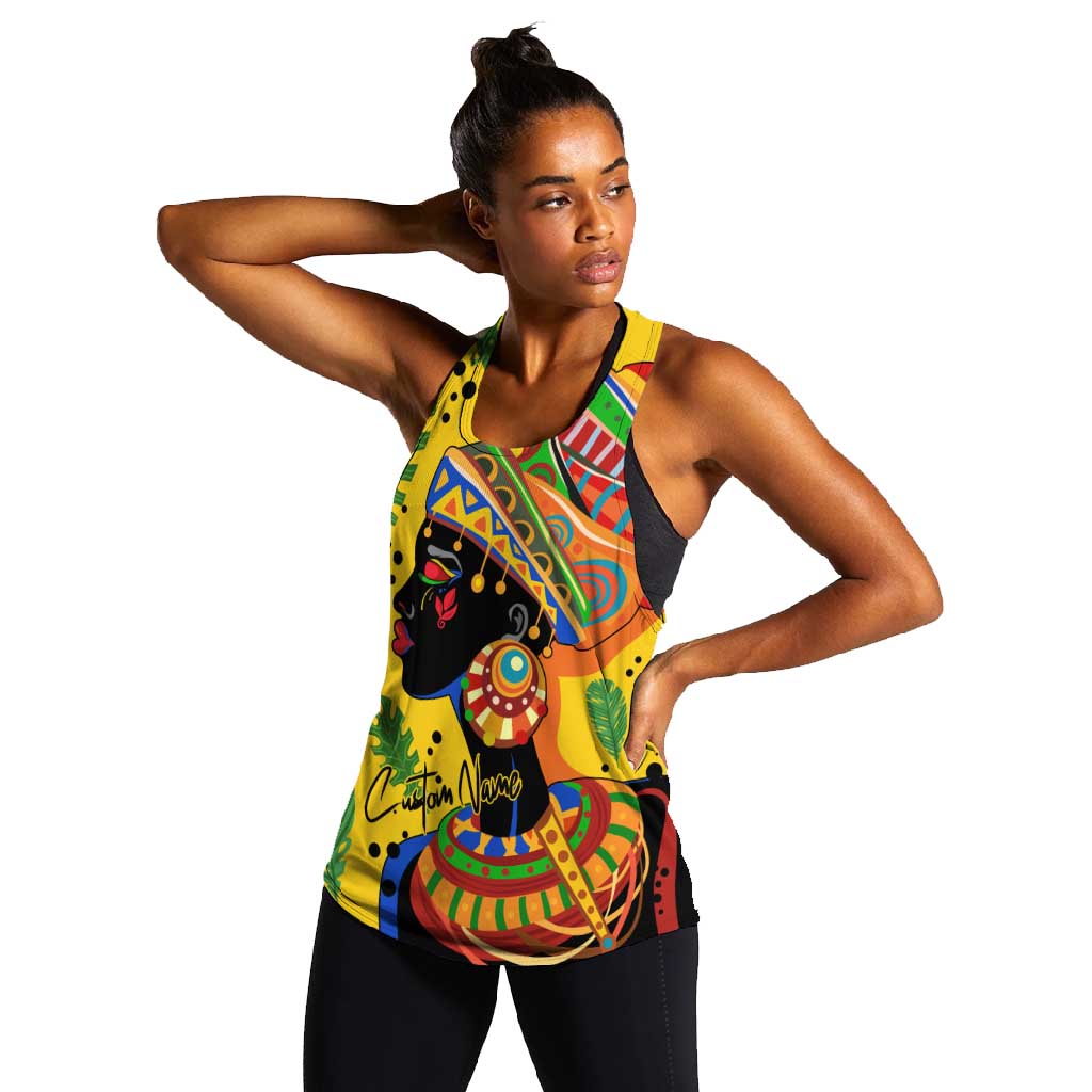 Personalized African Woman Women Racerback Tank Tropical Style