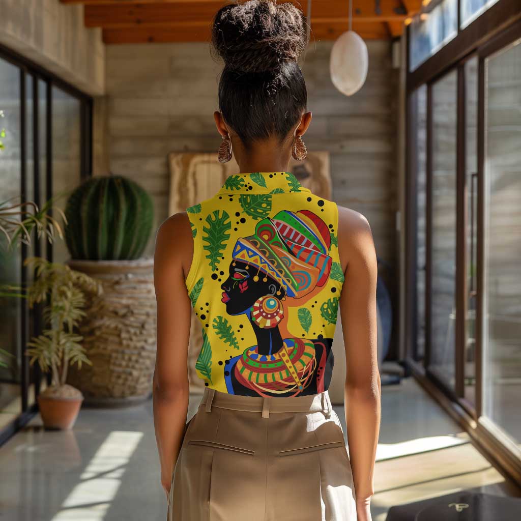 Personalized African Woman Women Sleeveless Polo Shirt Tropical Style