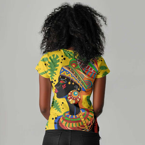 Personalized African Woman Women V-Neck T-Shirt Tropical Style