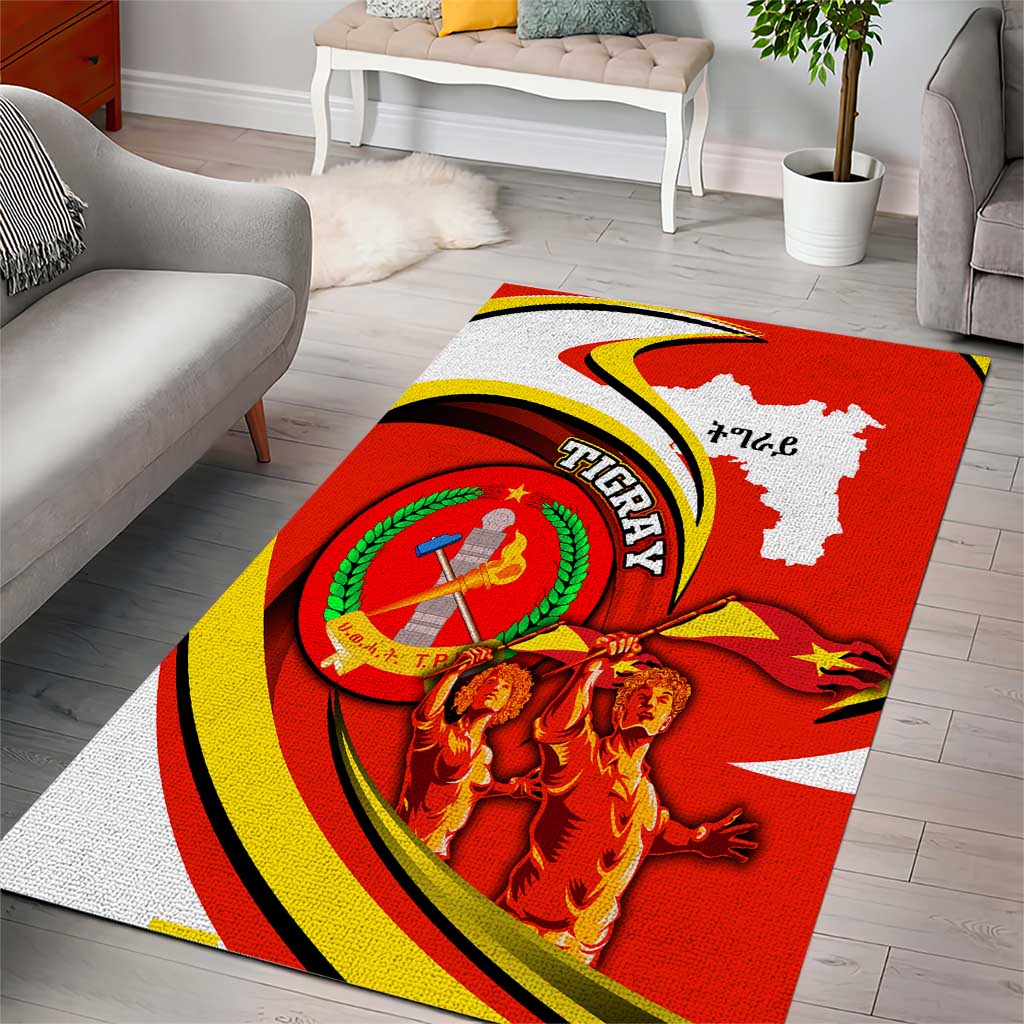 Ethiopia Tigray Area Rug Revolution Emblem Freedom Fighters and Flag