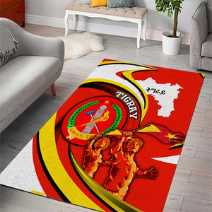 Ethiopia Tigray Area Rug Revolution Emblem Freedom Fighters and Flag