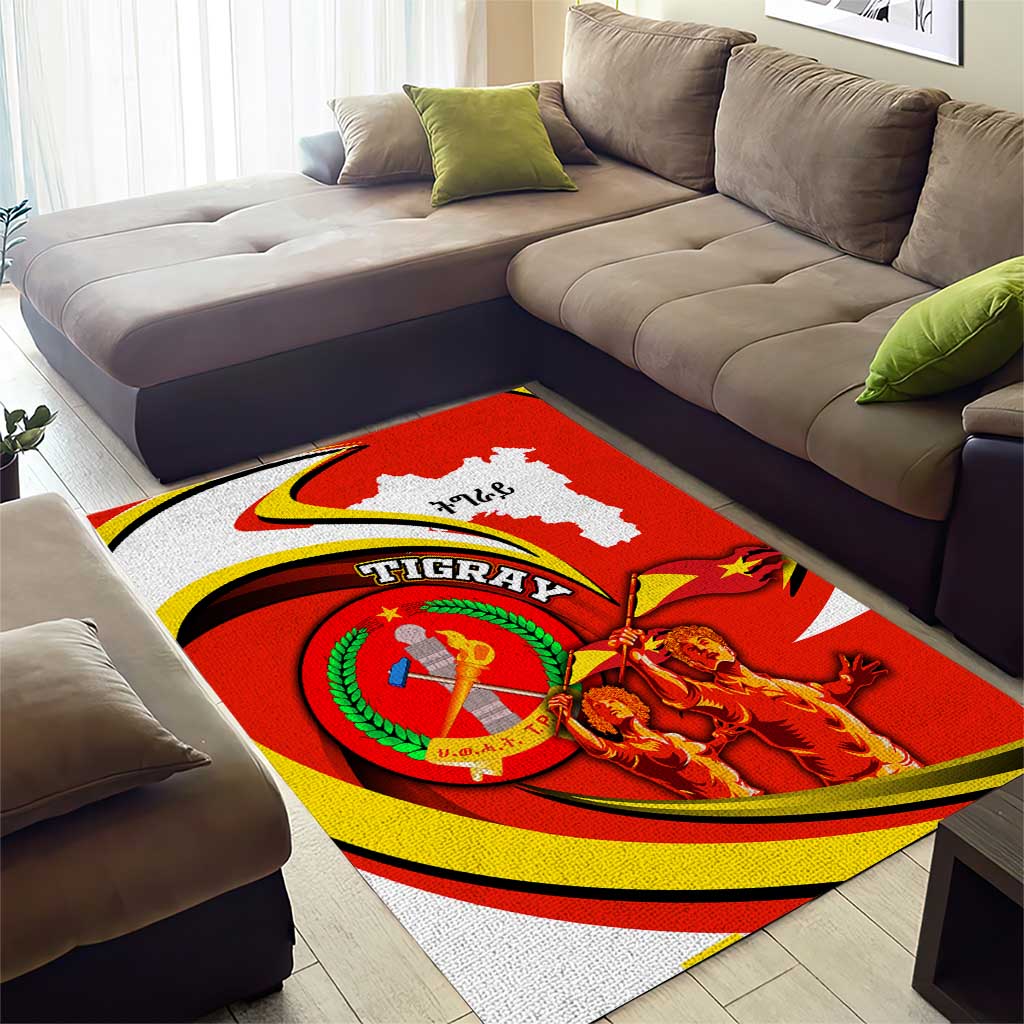 Ethiopia Tigray Area Rug Revolution Emblem Freedom Fighters and Flag