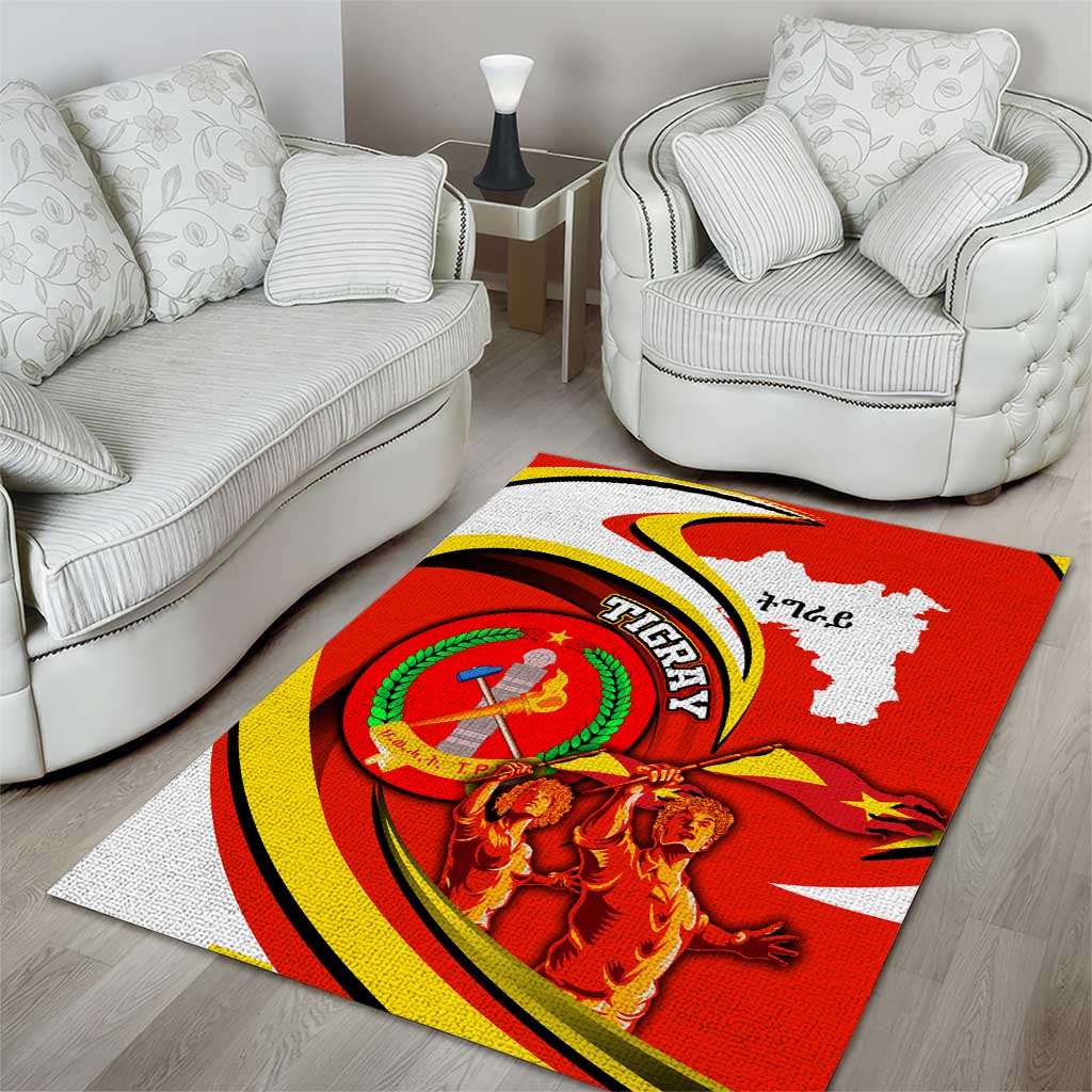 Ethiopia Tigray Area Rug Revolution Emblem Freedom Fighters and Flag