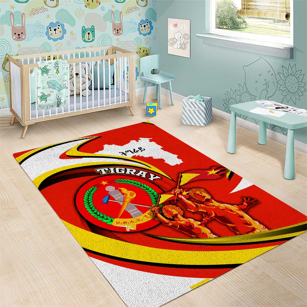 Ethiopia Tigray Area Rug Revolution Emblem Freedom Fighters and Flag