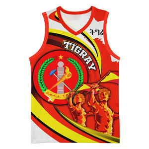 Ethiopia Tigray Basketball Jersey Revolution Emblem Freedom Fighters and Flag - African Pride