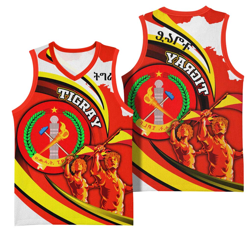 Ethiopia Tigray Basketball Jersey Revolution Emblem Freedom Fighters and Flag - African Pride