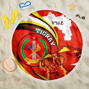 Ethiopia Tigray Beach Blanket Revolution Emblem Freedom Fighters and Flag