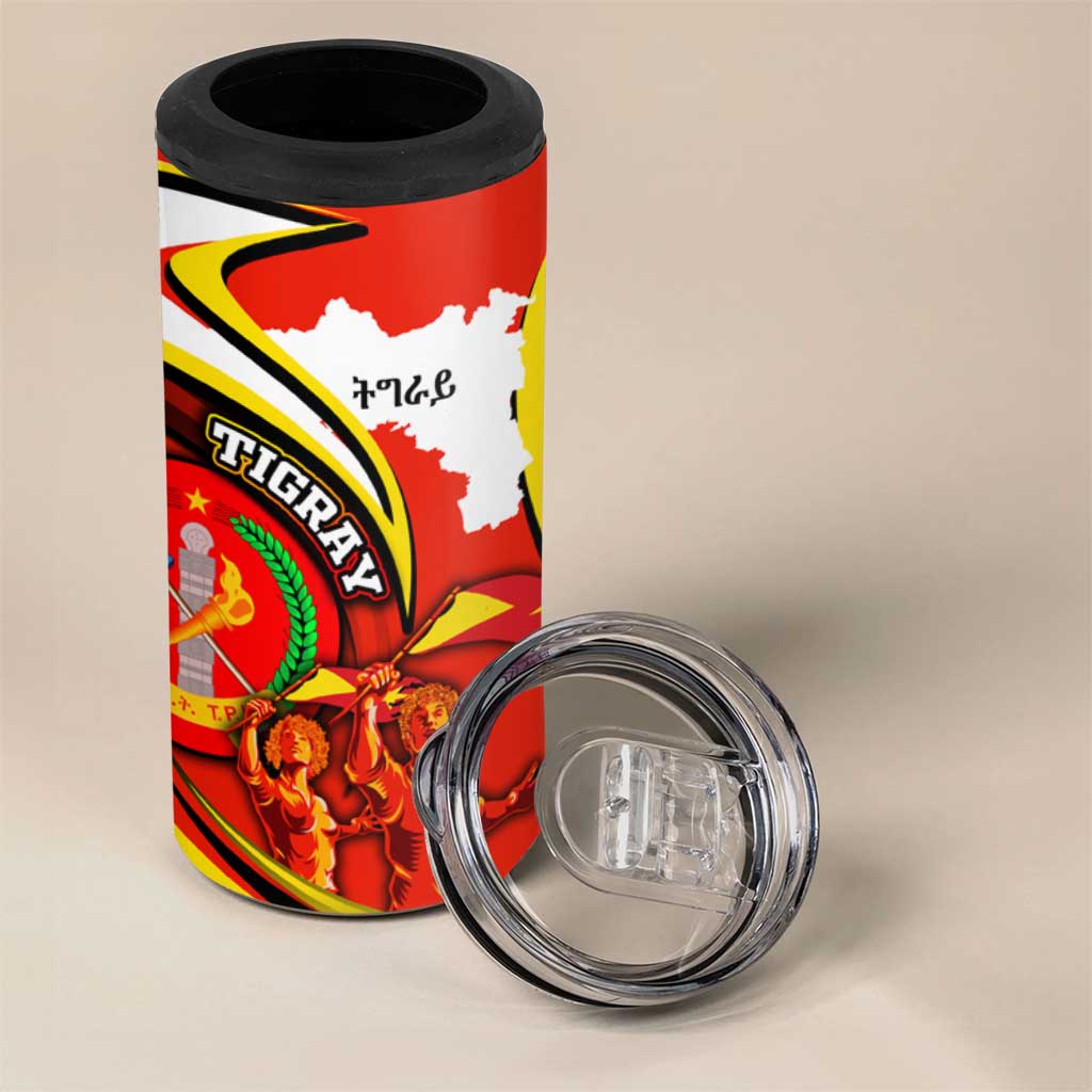Ethiopia Tigray 4 in 1 Can Cooler Tumbler Revolution Emblem Freedom Fighters and Flag